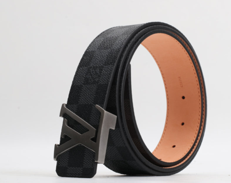 Reversible Checkered Leather Belt – Designer-Inspired Luxury Style
