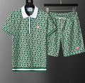 Men’s Emerald Pattern Polo & Shorts Set